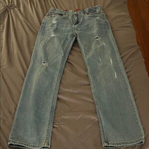 Levi's Light Blue Straight Jeans with Distressed Details